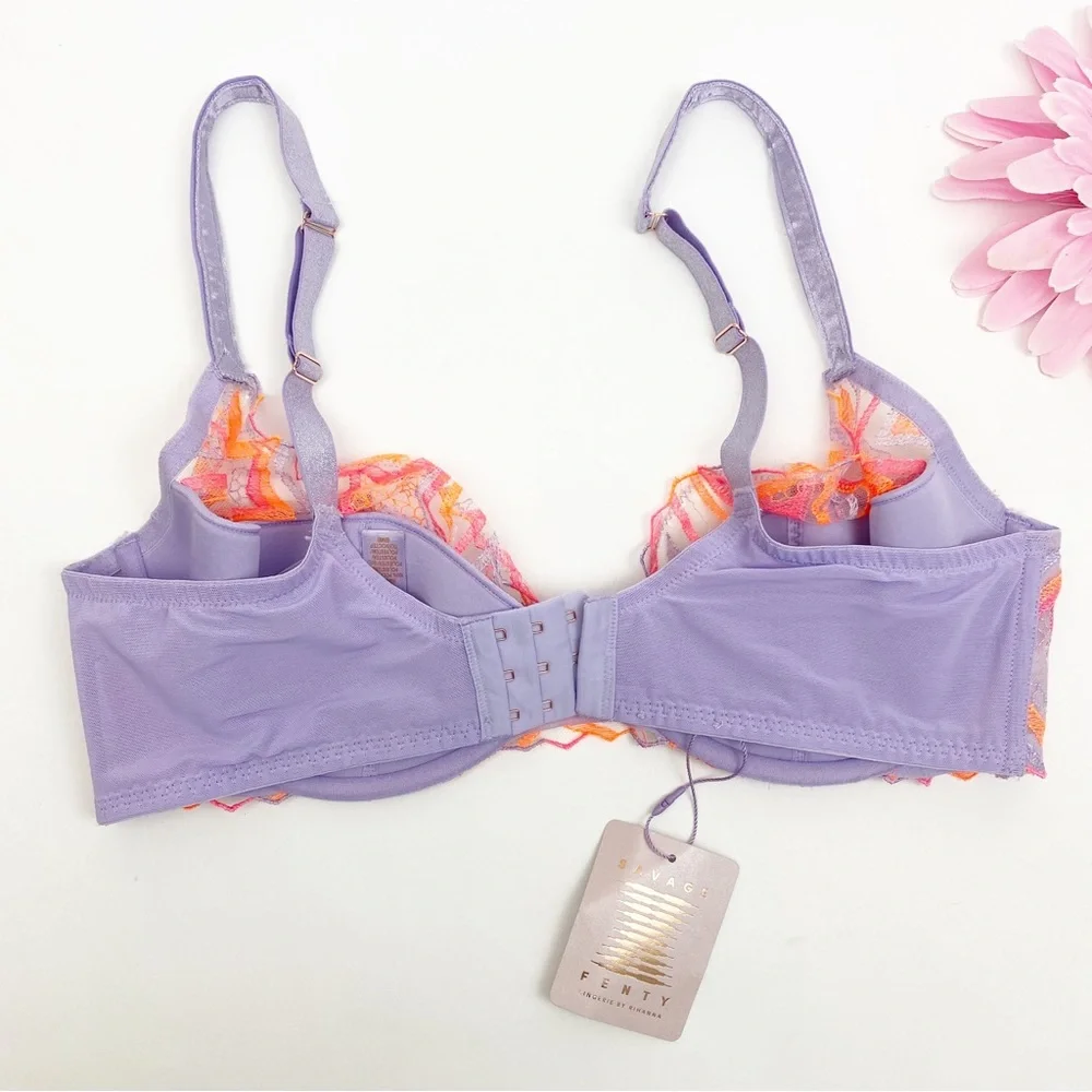 Savage X Fenty Shining Star Embroidered Lace Unlined Demi Bra